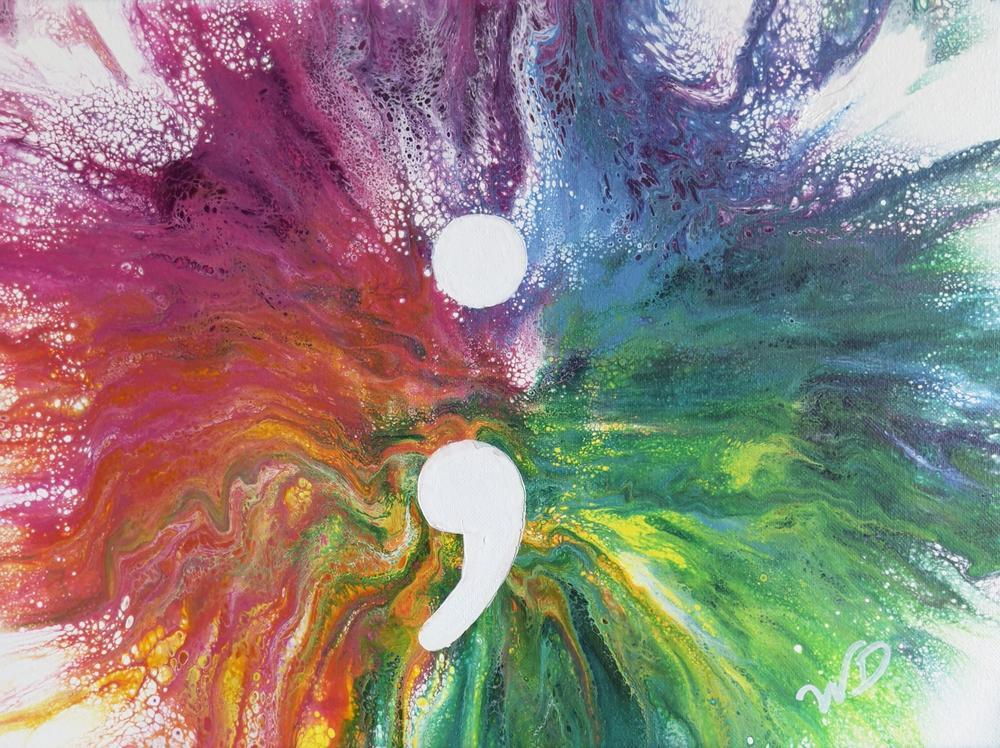 Semicolon (Rainbow) by Wendy Delfosse | Fluid Acrylic on Canvas | Art Box Gallery | St. Augustine, FL