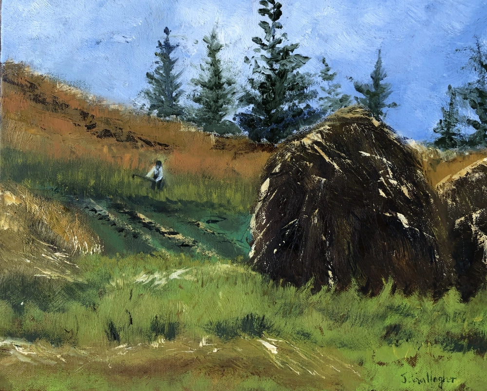 Farmer Cutting Hay by Janet Gallagher