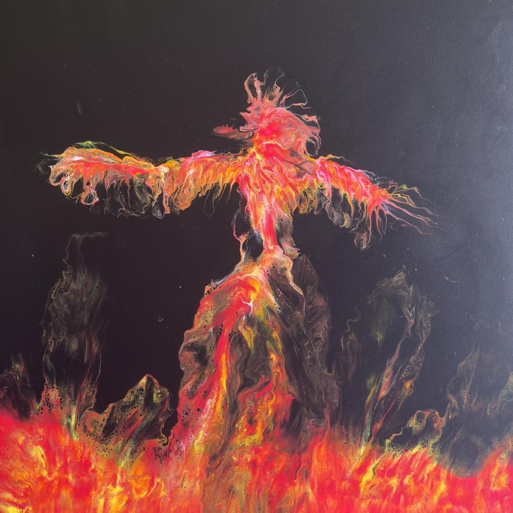 Phoenix by Wendy Delfosse | Fluid Acrylic on Canvas | Art Box Gallery | St. Augustine, FL
