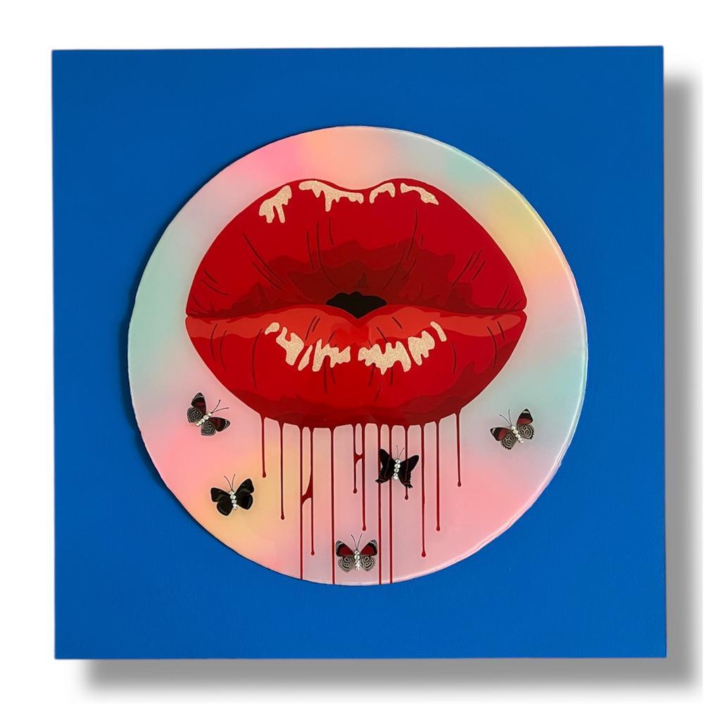 Obsession by Stephanie Hansen | Resin, glitter, diamond dust, preserved butterflies & Austrian crystal on Cradled hardboard | Art Box Gallery | St. Augustine, FL