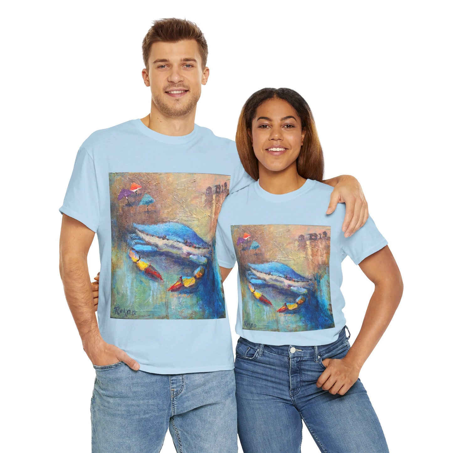 "Blue Crab" Artistry in Threads Series T-Shirt | August 2024 Collection - Printify - Art Box Gallery