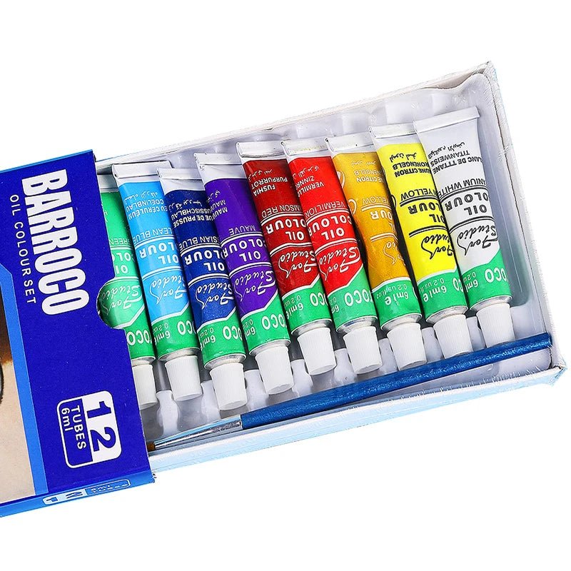 12 - Color Professional Oil Paint Set – with Brush - Art Box Gallery - Art Box Gallery