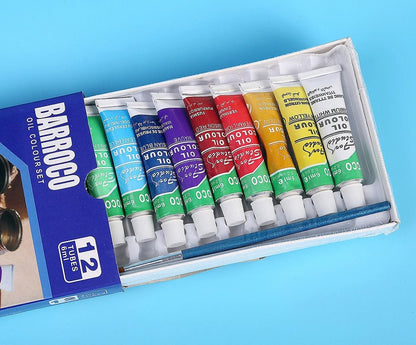 12 - Color Professional Oil Paint Set – with Brush - Art Box Gallery - Art Box Gallery