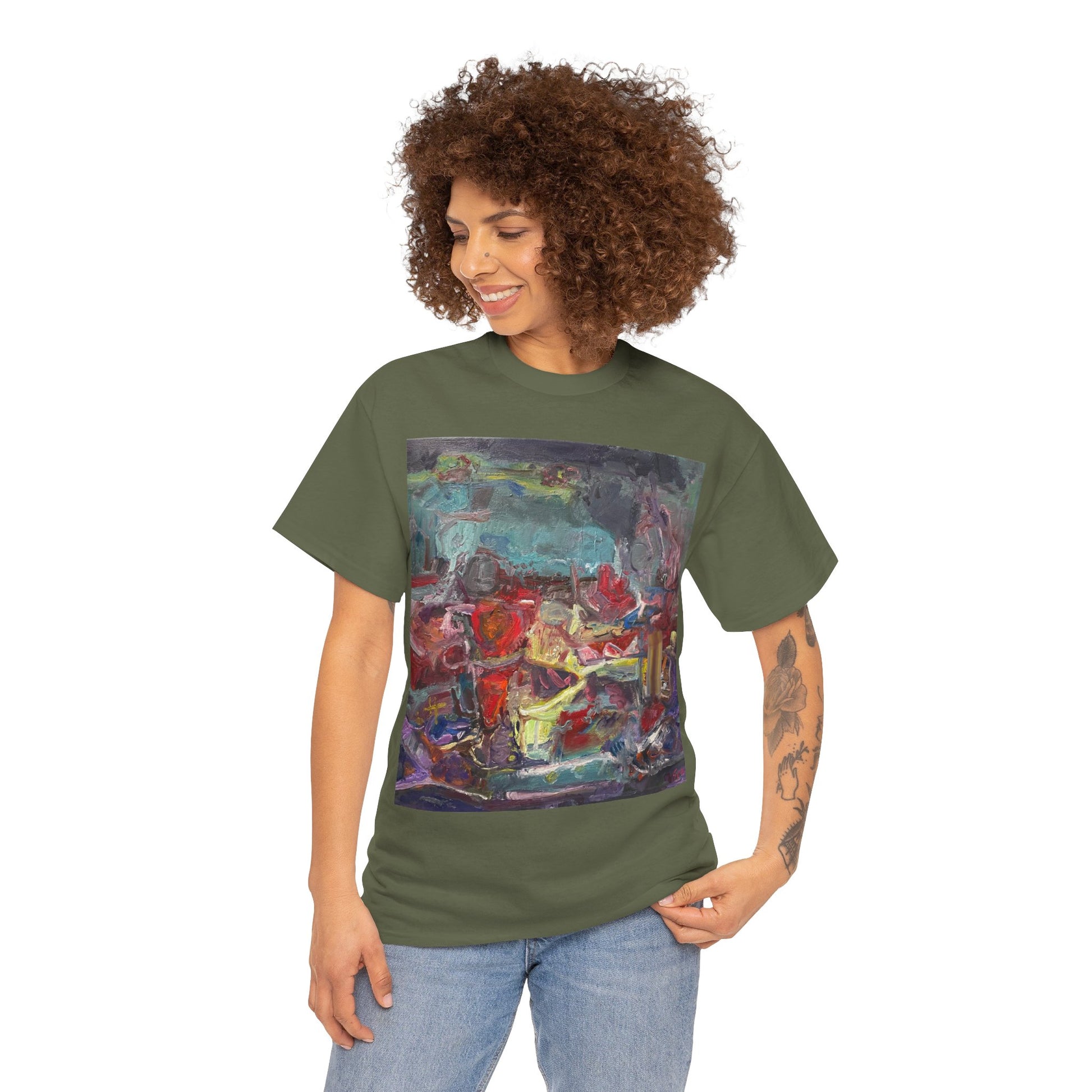 Art Box Gallery "All Alanis Wants" Artistry in Threads Series T-Shirt | April 2024 Collection Printify Artistry in Threads Larry Spear Men's Clothing T-shirts Unisex Women's Clothing