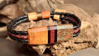 Art Box Gallery Wood, Resin & Leather Bracelets Norm LeBlanc Bracelets Leather Norm LeBlanc Resin Wearables Wood