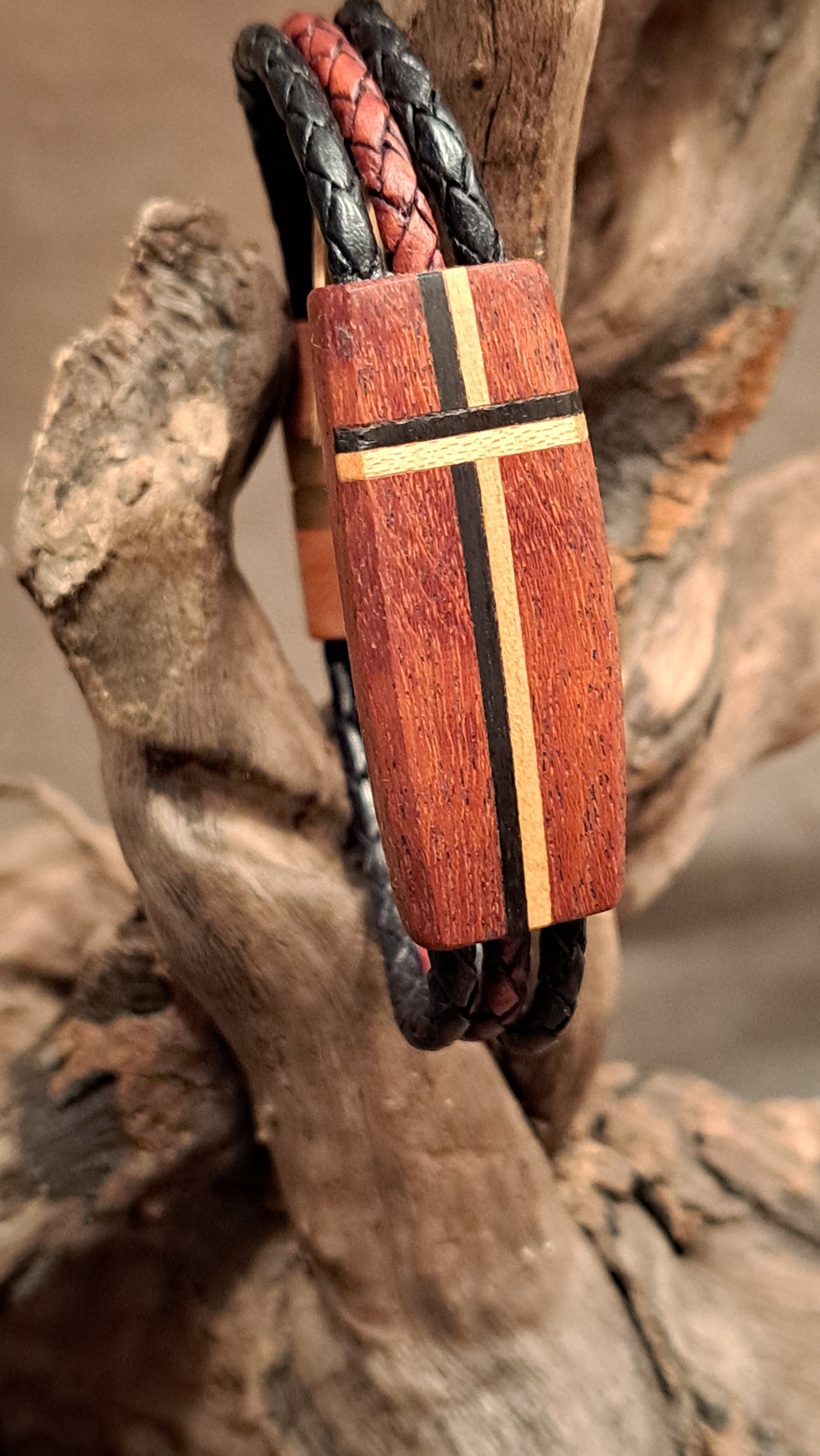 Cross Design, Inlaid Wood Bracelet - Jewelry - Norm LeBlanc - Art Box Gallery