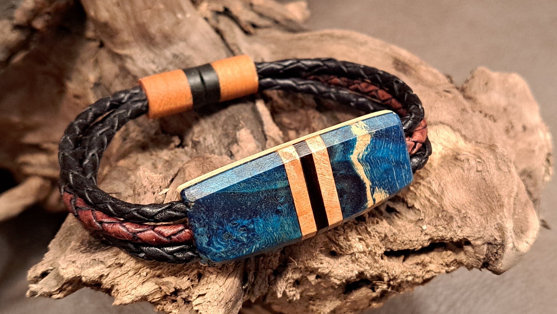 Symmetry Design - Wood & Leather Bracelet - Jewelry - Norm LeBlanc - Art Box Gallery