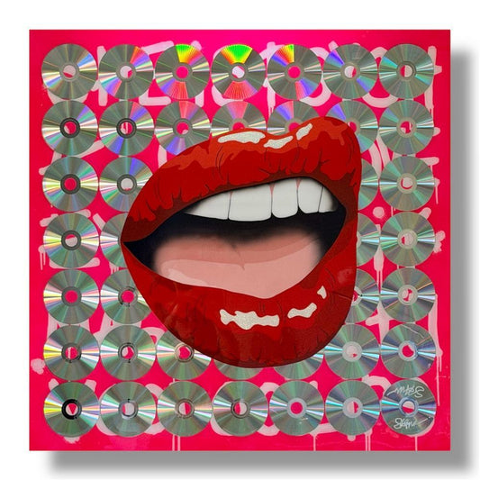 Hi-Fidelity by Stephanie Hansen | Resin, glitter and CDs on Cradled hardboard | Art Box Gallery | St. Augustine, FL