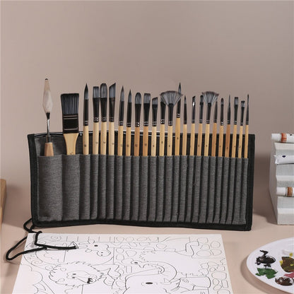 24 - Piece Premium Wooden Paint Brush Set - Art Box Gallery - Art Box Gallery