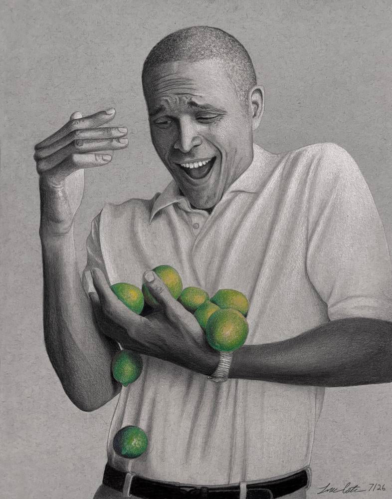 Lime Guy by Luke Cote | Graphite, Charcoal, Colored Pencil on 100% Recycled Acid-Free Heavyweight Toned Paper | Art Box Gallery | St. Augustine, FL