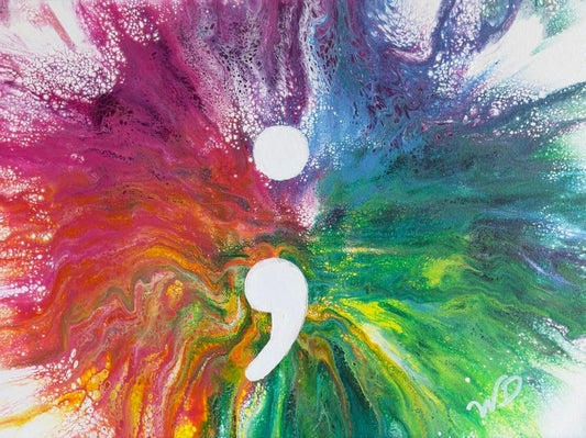 Semicolon (Rainbow) by Wendy Delfosse | Fluid Acrylic on Canvas | Art Box Gallery | St. Augustine, FL