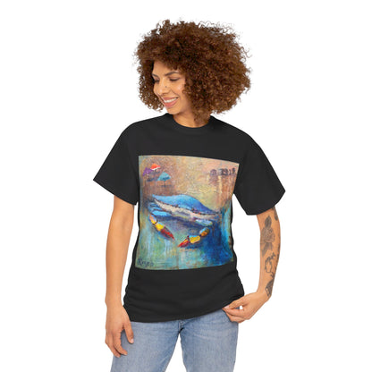 "Blue Crab" Artistry in Threads Series T-Shirt | August 2024 Collection - Printify - Art Box Gallery