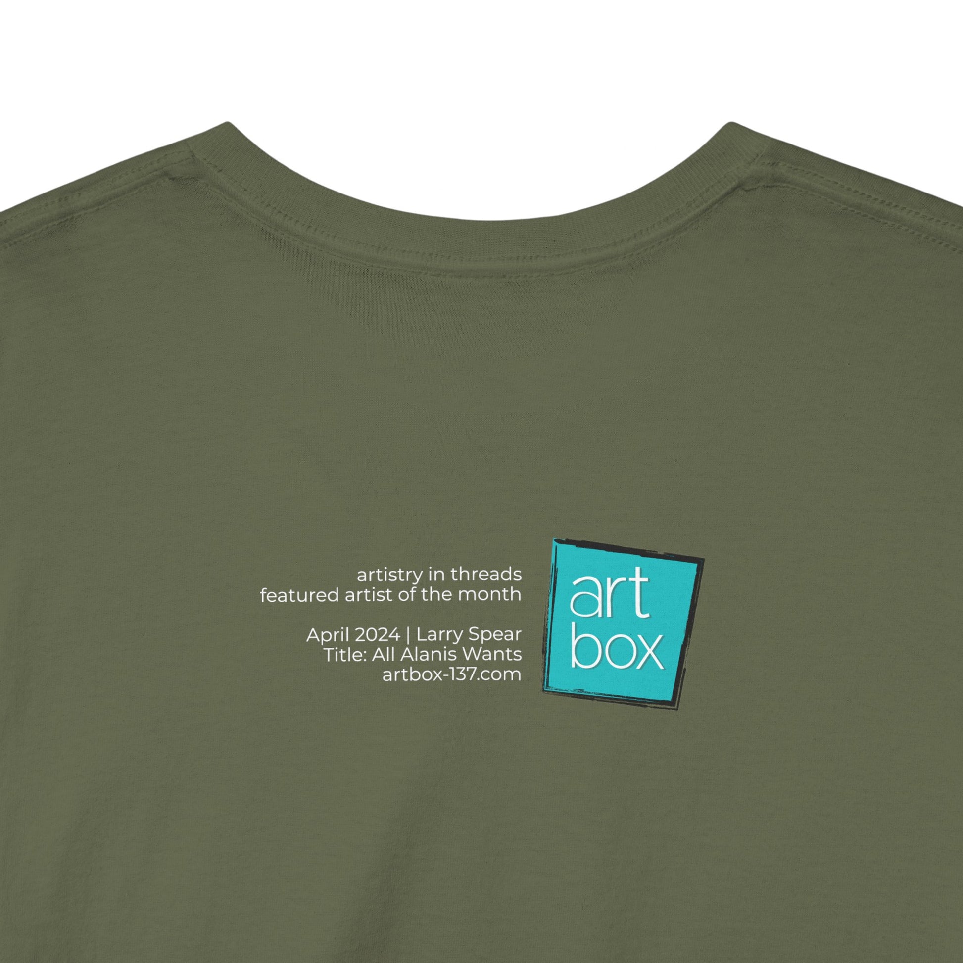 Art Box Gallery "All Alanis Wants" Artistry in Threads Series T-Shirt | April 2024 Collection Printify Artistry in Threads Larry Spear Men's Clothing T-shirts Unisex Women's Clothing