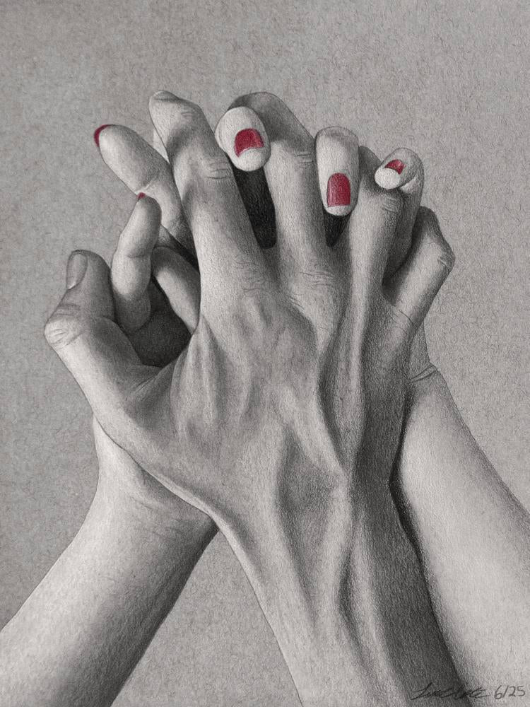 Hands 2 by Luke Cote | Pencil on 100% Recycled Acid-Free Heavyweight Toned Paper | Art Box Gallery | St. Augustine, FL