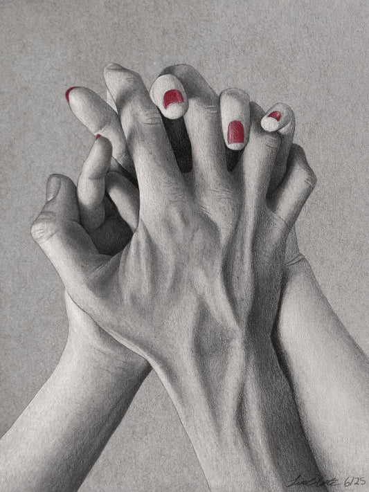 Hands 2 by Luke Cote | Pencil on 100% Recycled Acid-Free Heavyweight Toned Paper | Art Box Gallery | St. Augustine, FL