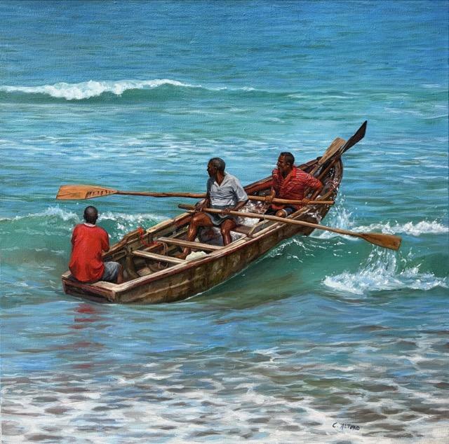 Luchando con el Mar by Cindy Altoro | Oil on Canvas | Art Box Gallery | St. Augustine, FL