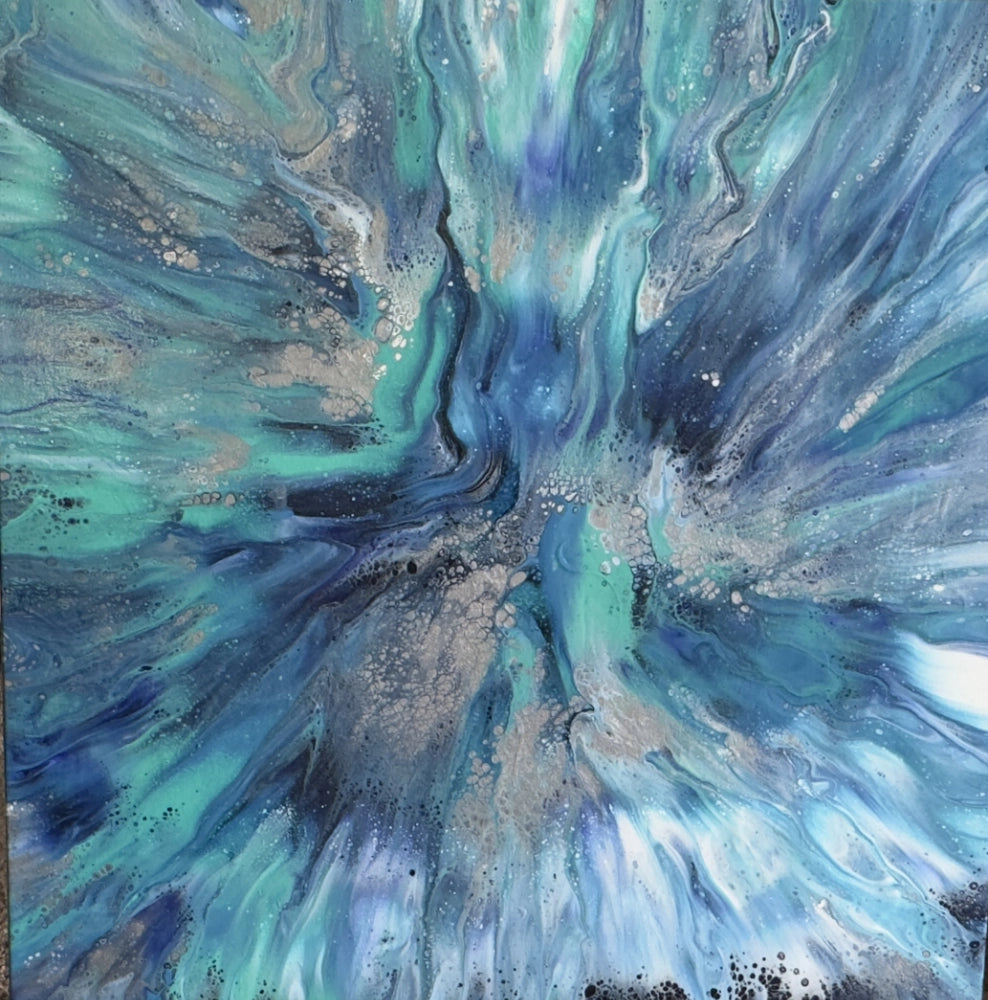 Aqua Silver Burst by Wendy Delfosse