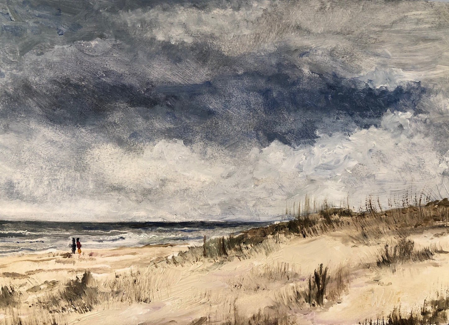 Art Box Gallery Beach Walkers Roy Willis Oil Roy Willis