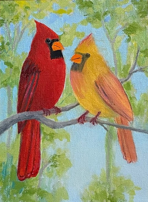 Art Box Gallery Cardinal Couple Roy Willis Oil Roy Willis