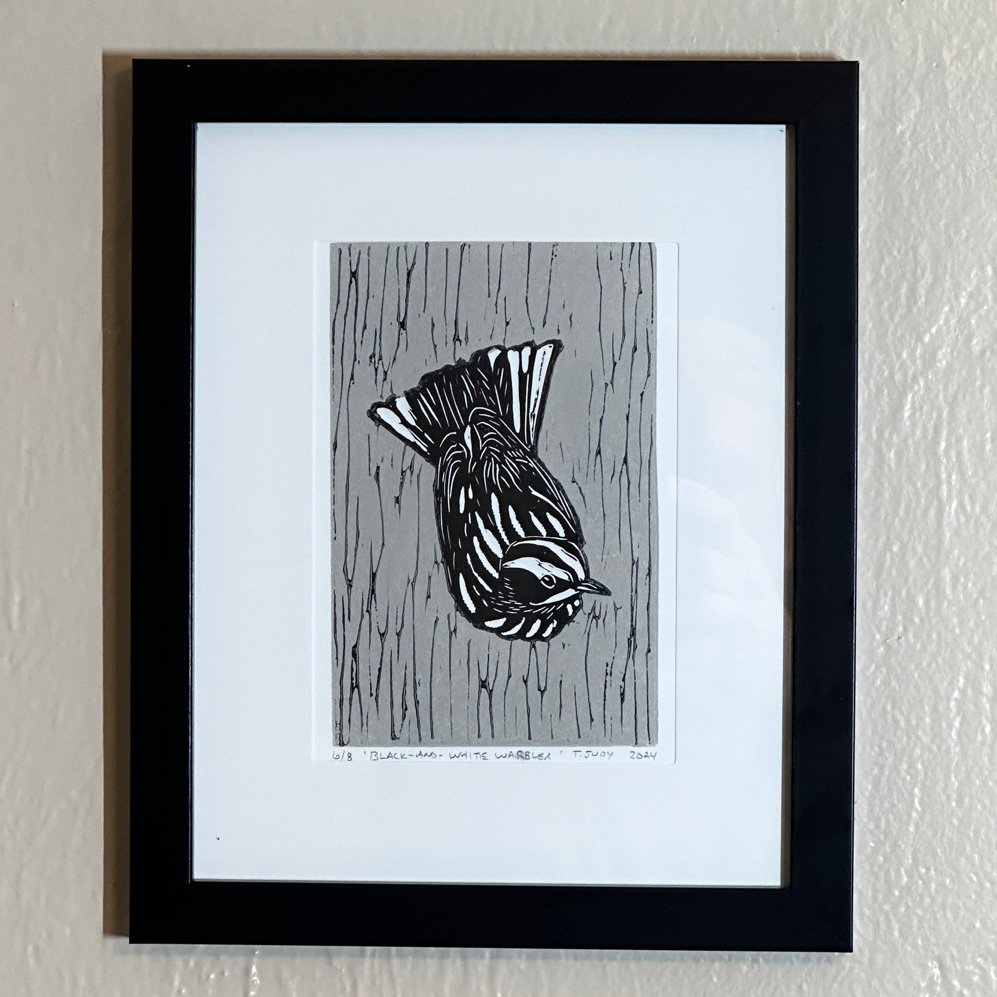 Art Box Gallery Black-and-White Warbler' Ted Judy Linocut Print Ted Judy