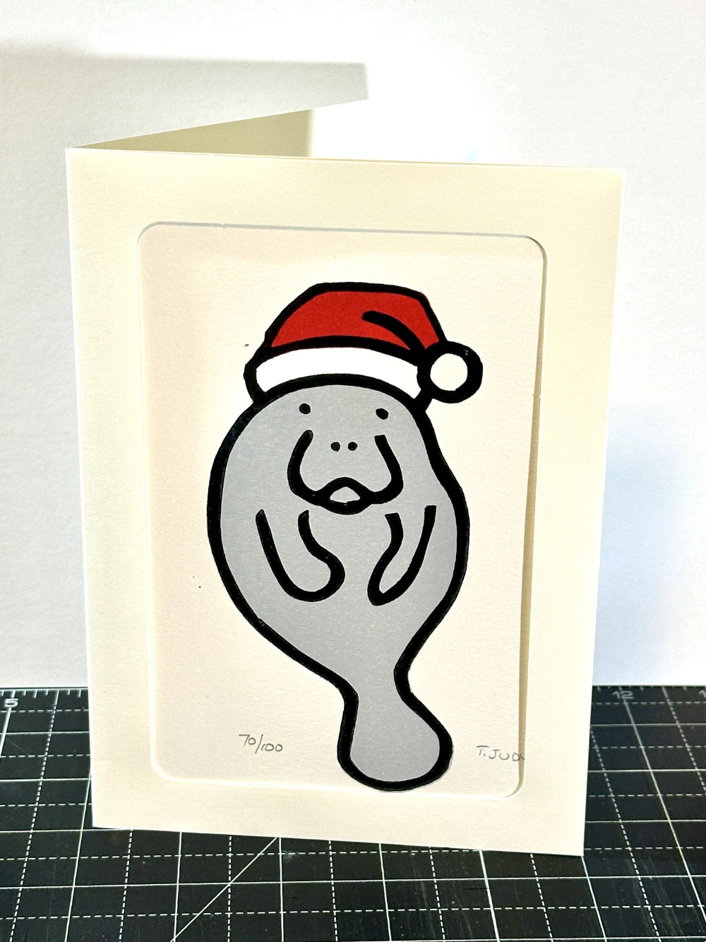 Santa Manatee Holiday Card by Ted Judy