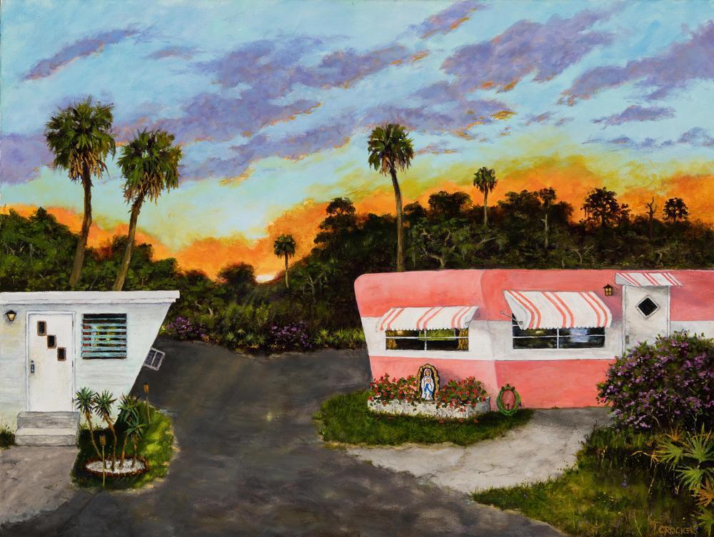 Dusk in the Park by Tom Crocker | Oil on Canvas | Art Box Gallery | St. Augustine, FL
