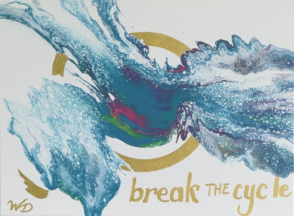 Break The Cycle - Gold by Wendy Delfosse | Fluid Acrylic on Canvas | Art Box Gallery | St. Augustine, FL
