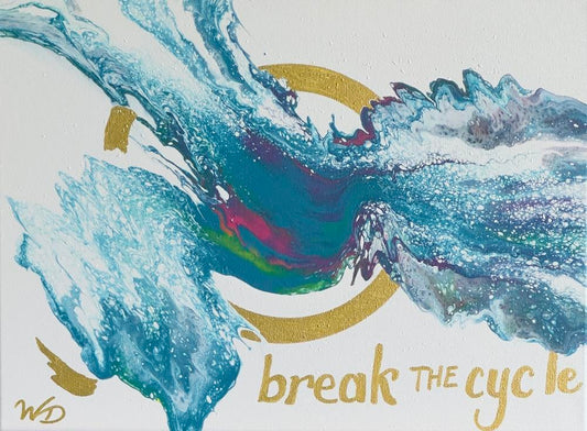 Break The Cycle - Gold by Wendy Delfosse | Fluid Acrylic on Canvas | Art Box Gallery | St. Augustine, FL
