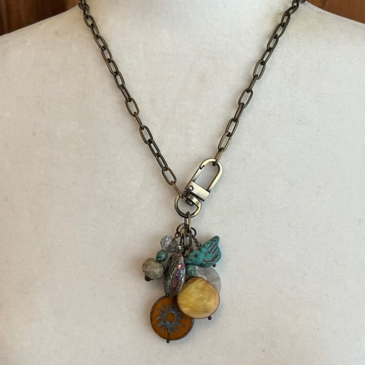 Antique Brass Necklace - Christine O'Brien - Art Box Gallery