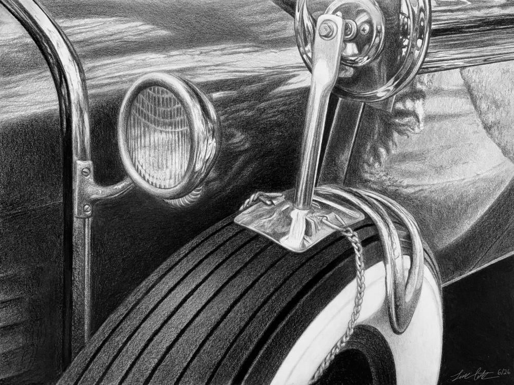 Car by Luke Cote | Pencil on 100% Recycled Acid-Free Heavyweight Toned Paper | Art Box Gallery | St. Augustine, FL