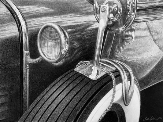 Car by Luke Cote | Pencil on 100% Recycled Acid-Free Heavyweight Toned Paper | Art Box Gallery | St. Augustine, FL