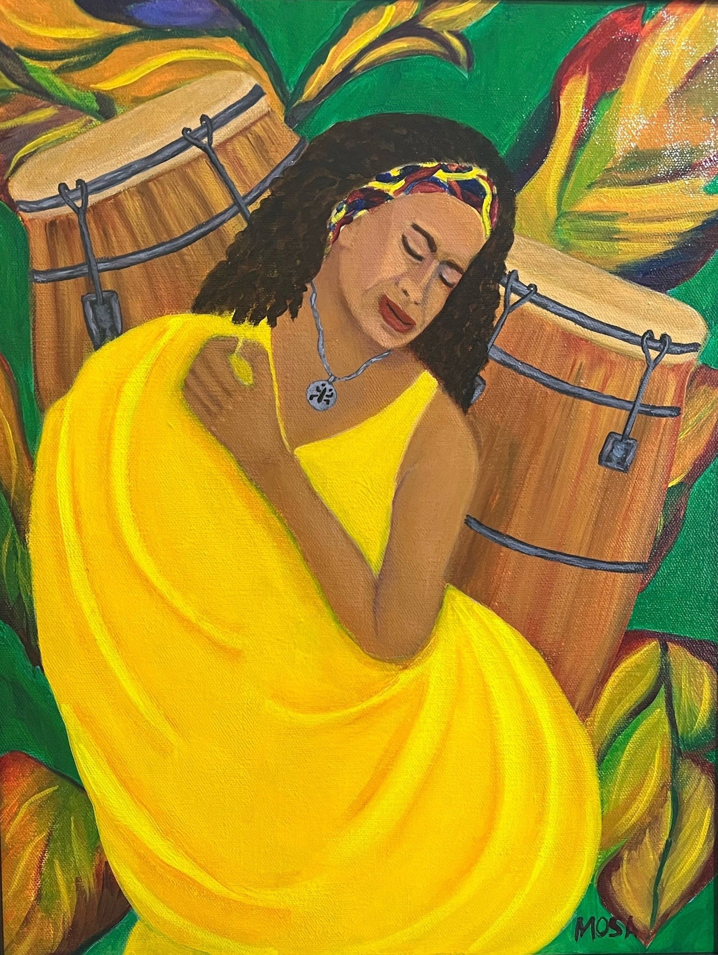 Bailando Al Ritmo Del Tambor (Dancing To The Rhythm Of The Drums) - Monica Ortiz - Sanchez - Art Box Gallery