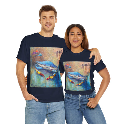 "Blue Crab" Artistry in Threads Series T-Shirt | August 2024 Collection - Printify - Art Box Gallery