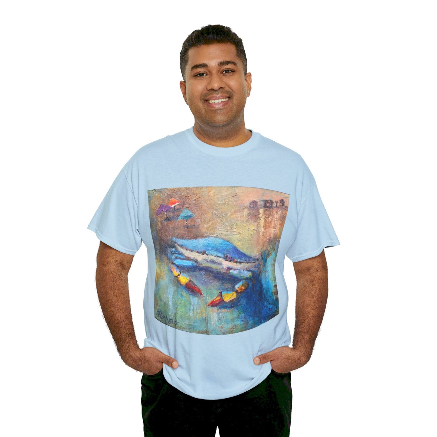 "Blue Crab" Artistry in Threads Series T-Shirt | August 2024 Collection - Printify - Art Box Gallery