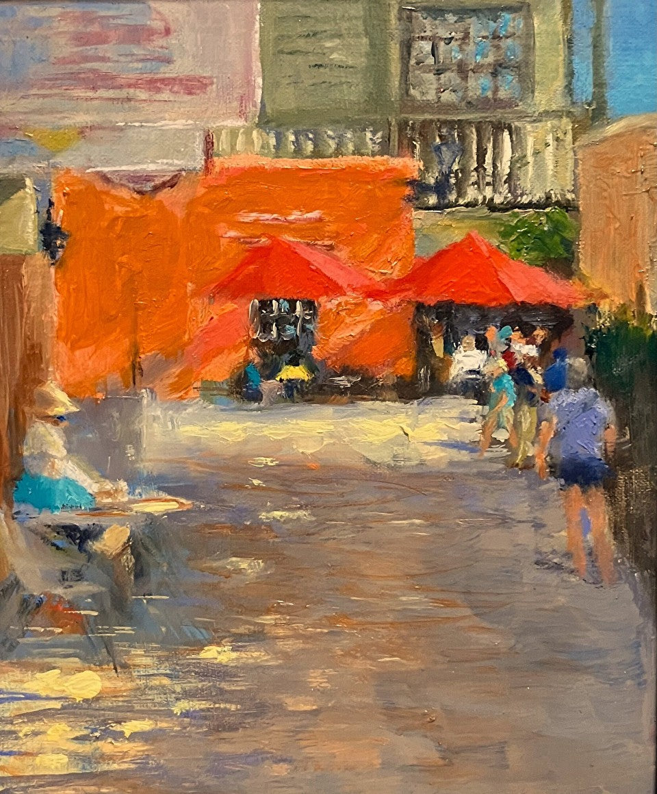 Coffee Break on St. George Street - Oil on canvas - Alan Melson - Art Box Gallery