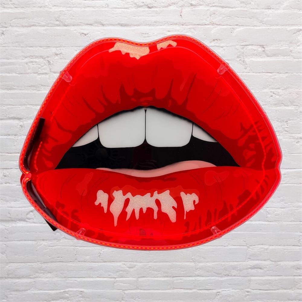 Insatiable by Stephaie Hansen | Resin, glitter and neon glass tube on Cradled hardboard | Art Box Gallery | St. Augustine, FL
