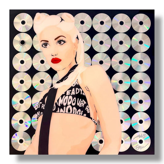Blonde Ambition by Stephanie Hansen | Resin and CDs on Cradled hardboard | Art Box Gallery | St. Augustine, FL