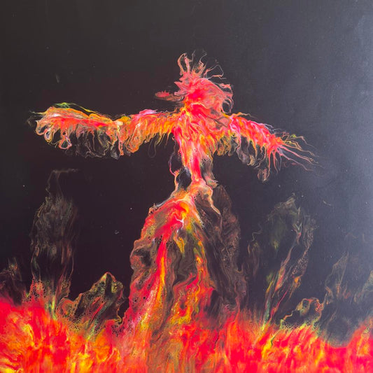 Phoenix by Wendy Delfosse | Fluid Acrylic on Canvas | Art Box Gallery | St. Augustine, FL