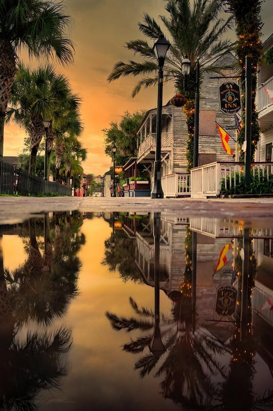Spanish Street Morning Reflection by Stacey Sather | Fine Art Photography on Museum-Quality Canvas | Art Box Gallery | St. Augustine, FL