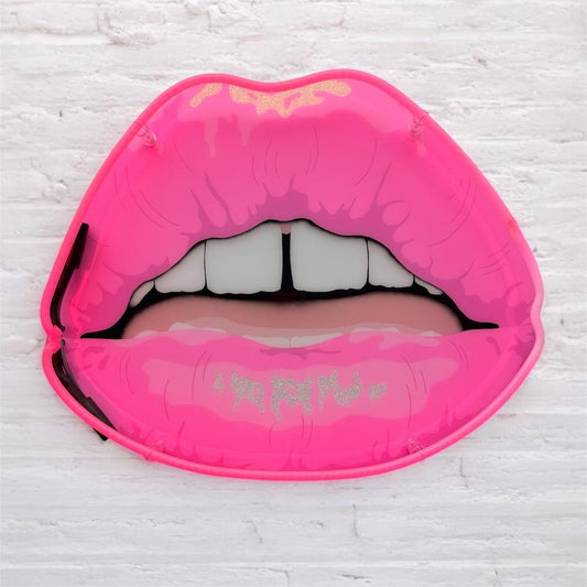 Afterglow by Stephanie Hansen | Resin, glitter and neon glass tube on Cradled hardboard | Art Box Gallery | St. Augustine, FL