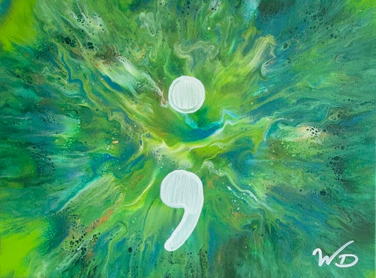 Semicolon (Green) by Wendy Delfosse | Fluid Acrylic on Canvas | Art Box Gallery | St. Augustine, FL