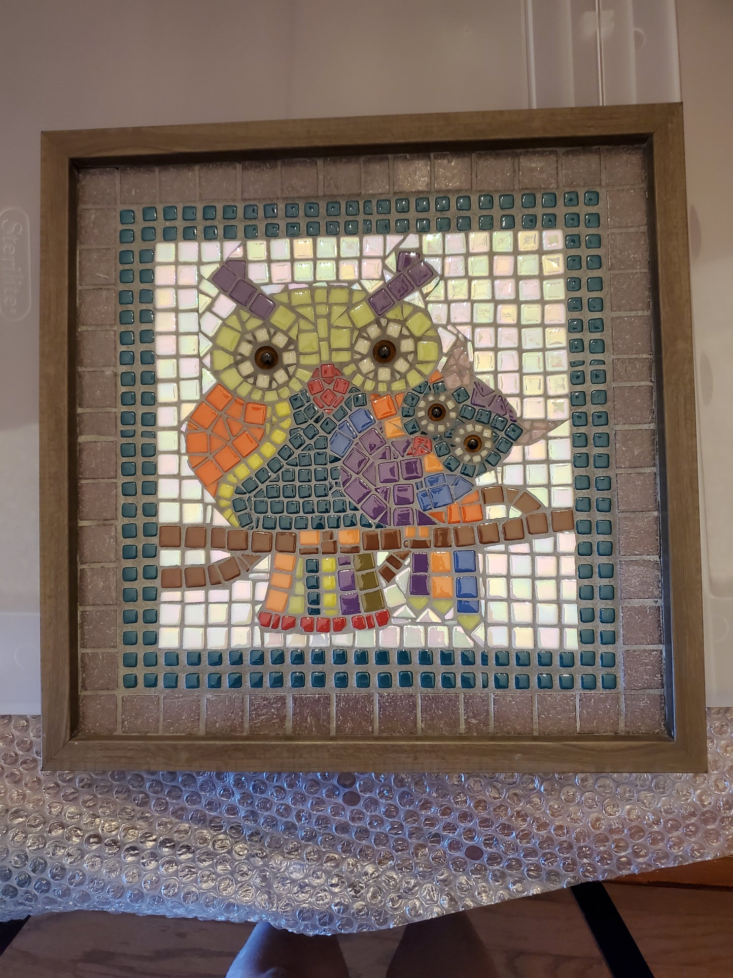 Art Box Gallery Mama and Baby Owl Susan Pilgrim Glass Mosaic Susan Pilgrim